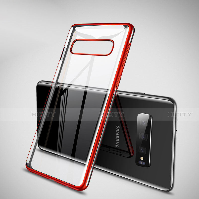 Silikon Schutzhülle Ultra Dünn Tasche Durchsichtig Transparent H02 für Samsung Galaxy S10 5G Rot Plus