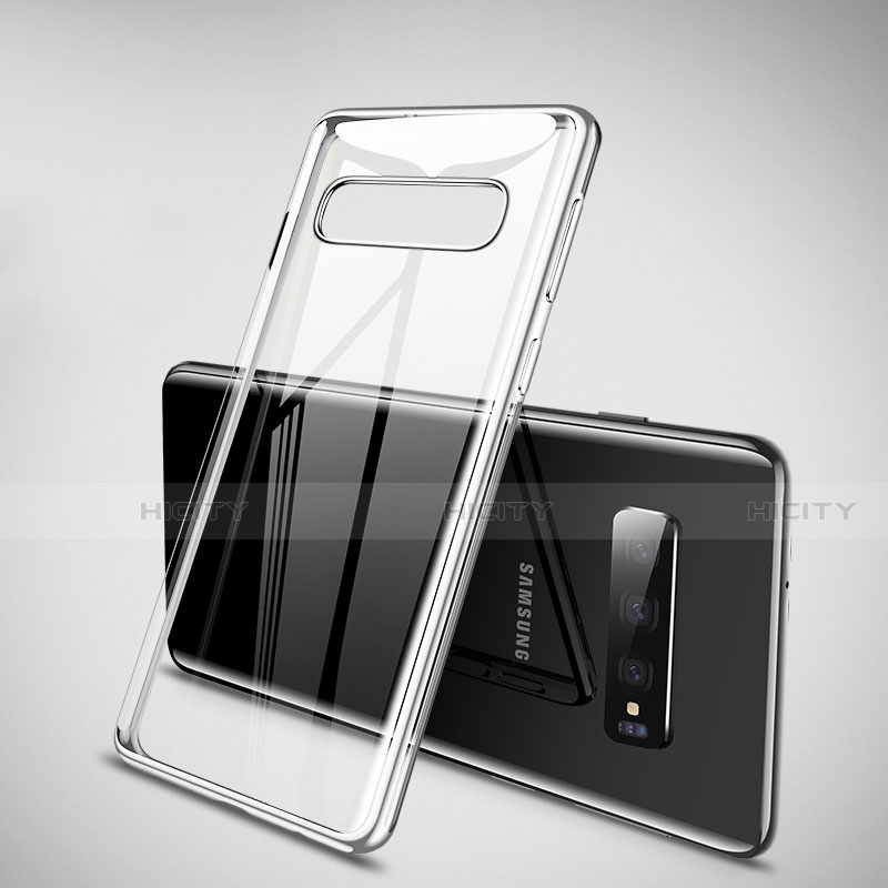 Silikon Schutzhülle Ultra Dünn Tasche Durchsichtig Transparent H02 für Samsung Galaxy S10 5G Silber