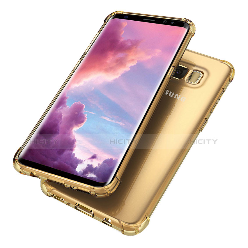 Silikon Schutzhülle Ultra Dünn Tasche Durchsichtig Transparent H02 für Samsung Galaxy S8 Gold