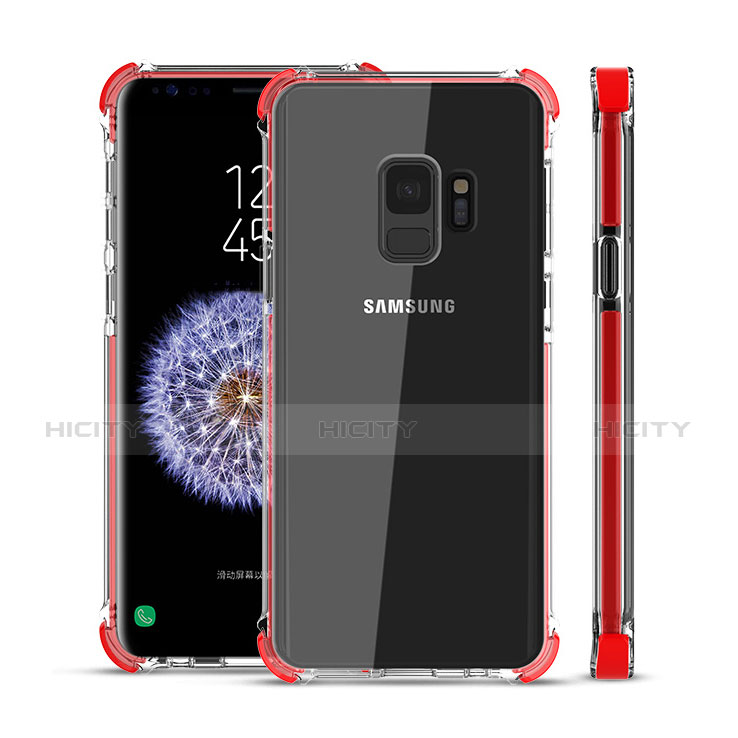 Silikon Schutzhülle Ultra Dünn Tasche Durchsichtig Transparent H02 für Samsung Galaxy S9 Rot Plus