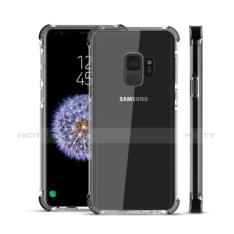 Silikon Schutzhülle Ultra Dünn Tasche Durchsichtig Transparent H02 für Samsung Galaxy S9 Schwarz