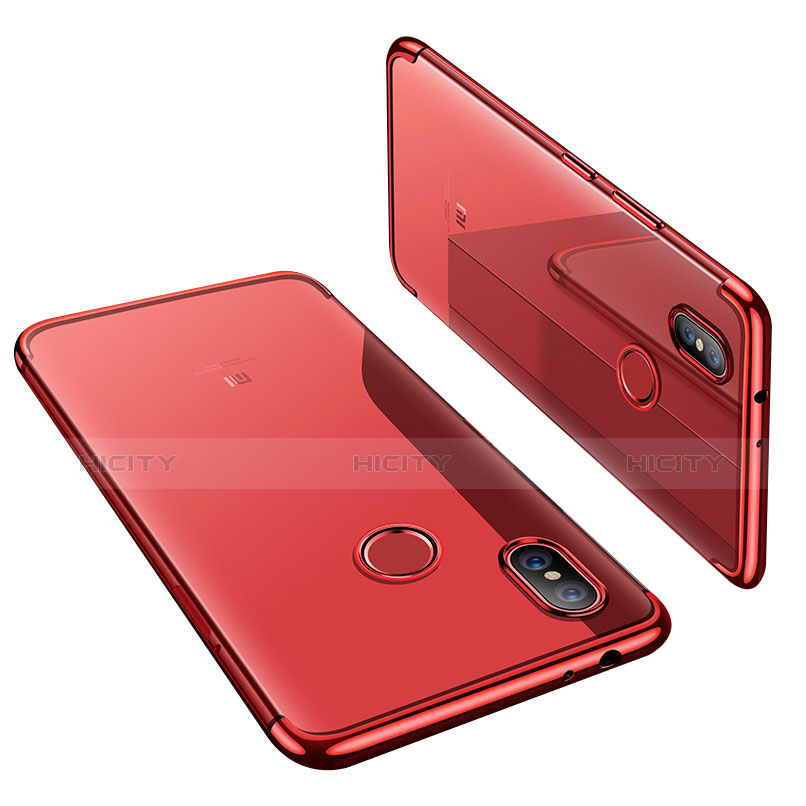 Silikon Schutzhülle Ultra Dünn Tasche Durchsichtig Transparent H02 für Xiaomi Mi 6X Rot Plus