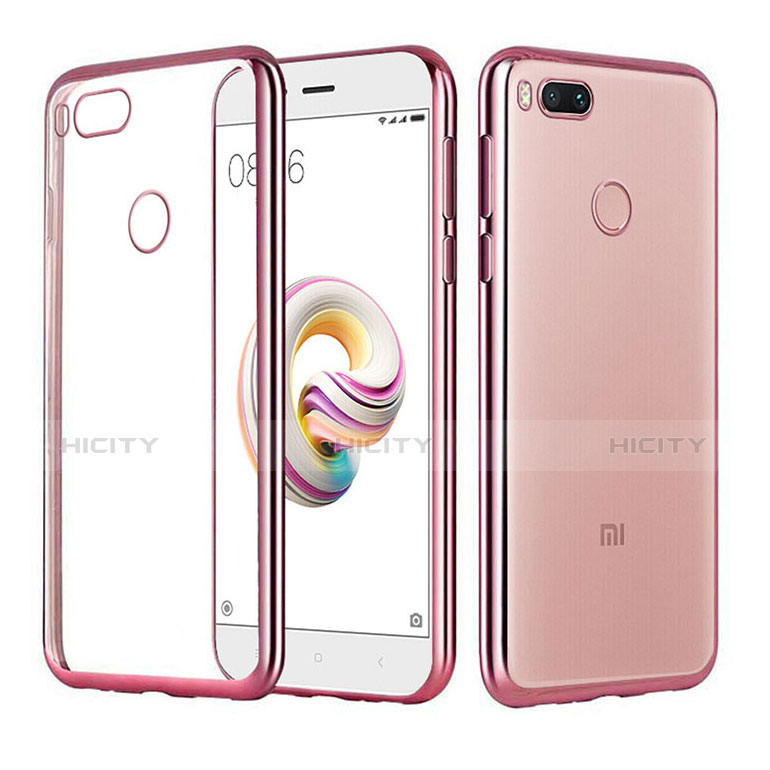 Silikon Schutzhülle Ultra Dünn Tasche Durchsichtig Transparent H02 für Xiaomi Mi A1 Rosegold