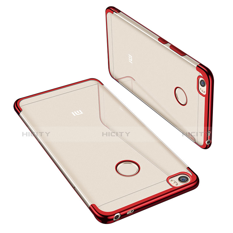 Silikon Schutzhülle Ultra Dünn Tasche Durchsichtig Transparent H02 für Xiaomi Mi Max Rot