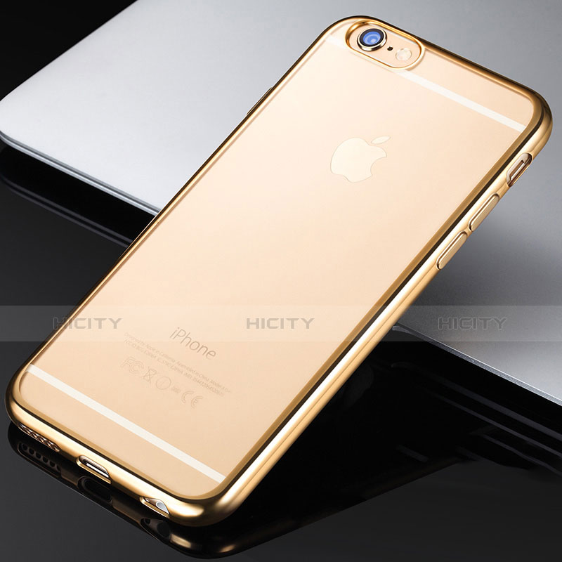 Silikon Schutzhülle Ultra Dünn Tasche Durchsichtig Transparent H03 für Apple iPhone 6 Gold