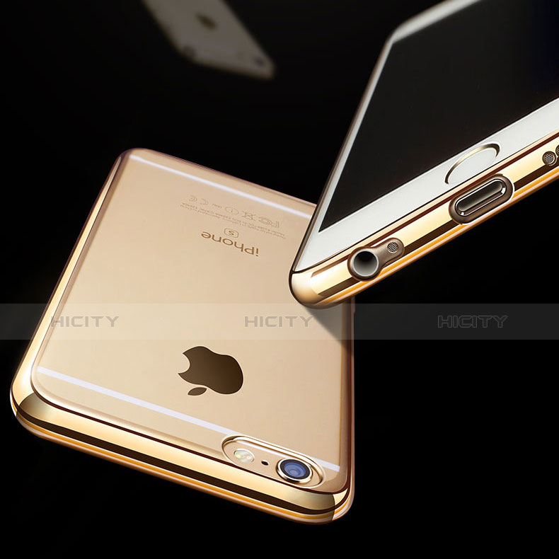 Silikon Schutzhülle Ultra Dünn Tasche Durchsichtig Transparent H03 für Apple iPhone 6 Gold