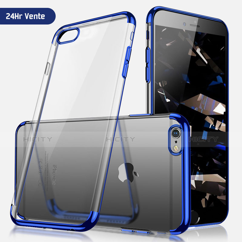 Silikon Schutzhülle Ultra Dünn Tasche Durchsichtig Transparent H03 für Apple iPhone 6 Plus Blau