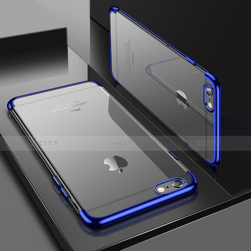 Silikon Schutzhülle Ultra Dünn Tasche Durchsichtig Transparent H03 für Apple iPhone 6 Plus Blau