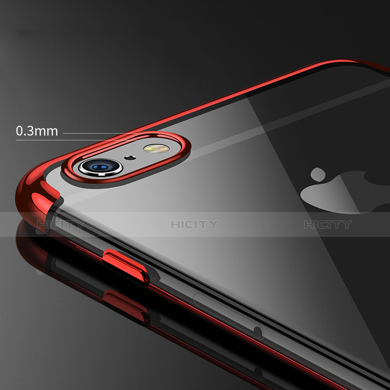 Silikon Schutzhülle Ultra Dünn Tasche Durchsichtig Transparent H03 für Apple iPhone 6 Plus Rot