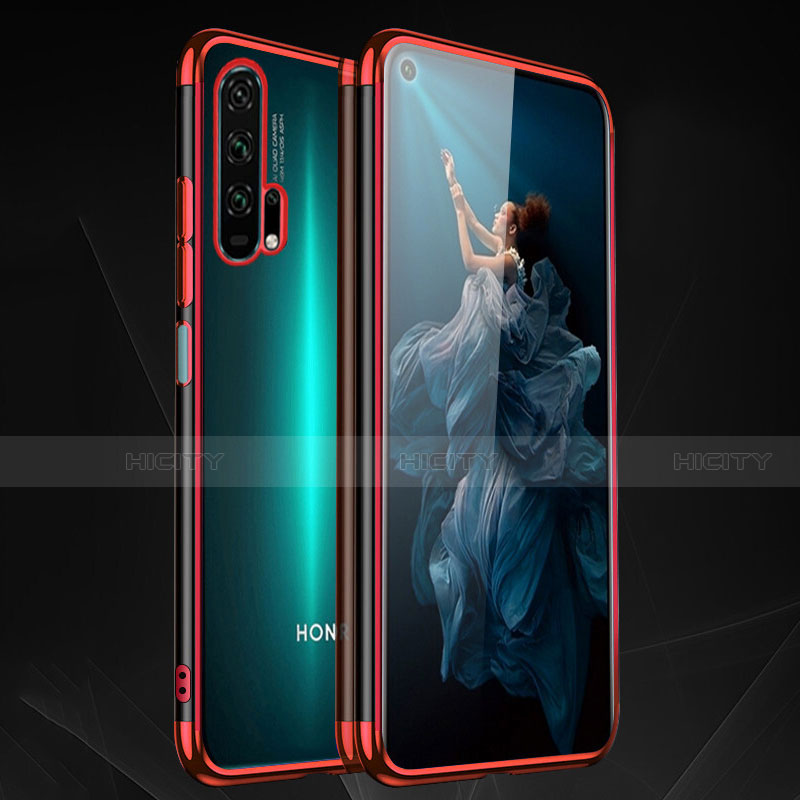 Silikon Schutzhülle Ultra Dünn Tasche Durchsichtig Transparent H03 für Huawei Honor 20 Pro Rot