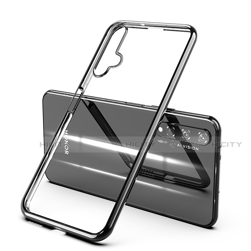 Silikon Schutzhülle Ultra Dünn Tasche Durchsichtig Transparent H03 für Huawei Honor 20S Schwarz