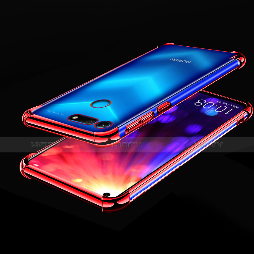 Silikon Schutzhülle Ultra Dünn Tasche Durchsichtig Transparent H03 für Huawei Honor V20 Rot