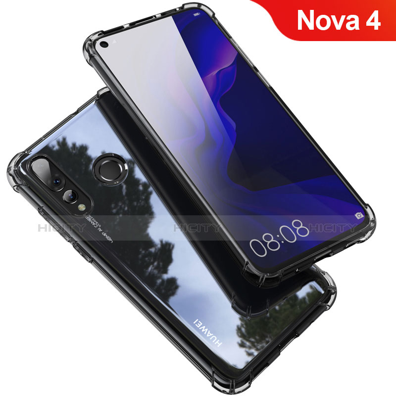 Silikon Schutzhülle Ultra Dünn Tasche Durchsichtig Transparent H03 für Huawei Nova 4 Grau