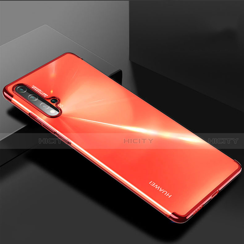 Silikon Schutzhülle Ultra Dünn Tasche Durchsichtig Transparent H03 für Huawei Nova 5 Rot