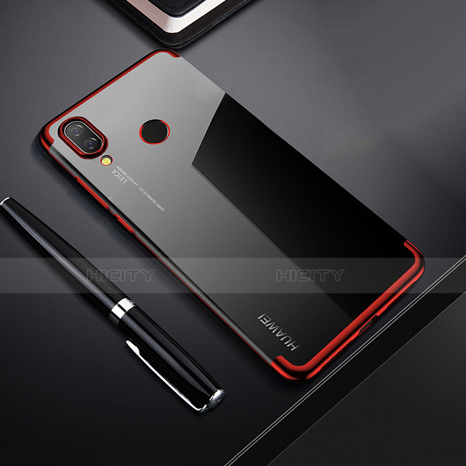 Silikon Schutzhülle Ultra Dünn Tasche Durchsichtig Transparent H03 für Huawei P Smart+ Plus Rot Plus