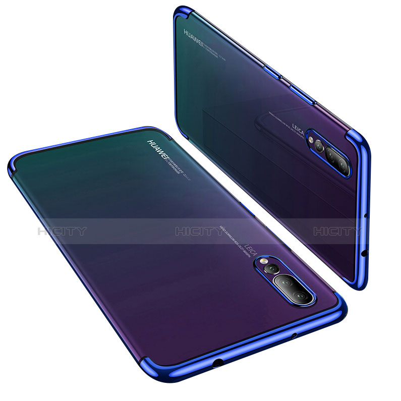 Silikon Schutzhülle Ultra Dünn Tasche Durchsichtig Transparent H03 für Huawei P20 Pro Blau Plus