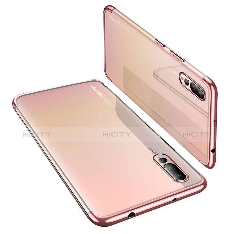 Silikon Schutzhülle Ultra Dünn Tasche Durchsichtig Transparent H03 für Huawei P20 Pro Rosegold Plus