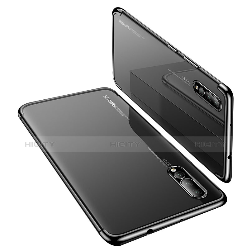 Silikon Schutzhülle Ultra Dünn Tasche Durchsichtig Transparent H03 für Huawei P20 Pro Schwarz Plus