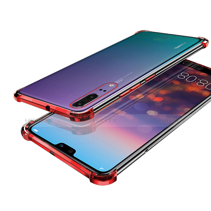 Silikon Schutzhülle Ultra Dünn Tasche Durchsichtig Transparent H03 für Huawei P20 Rot Plus