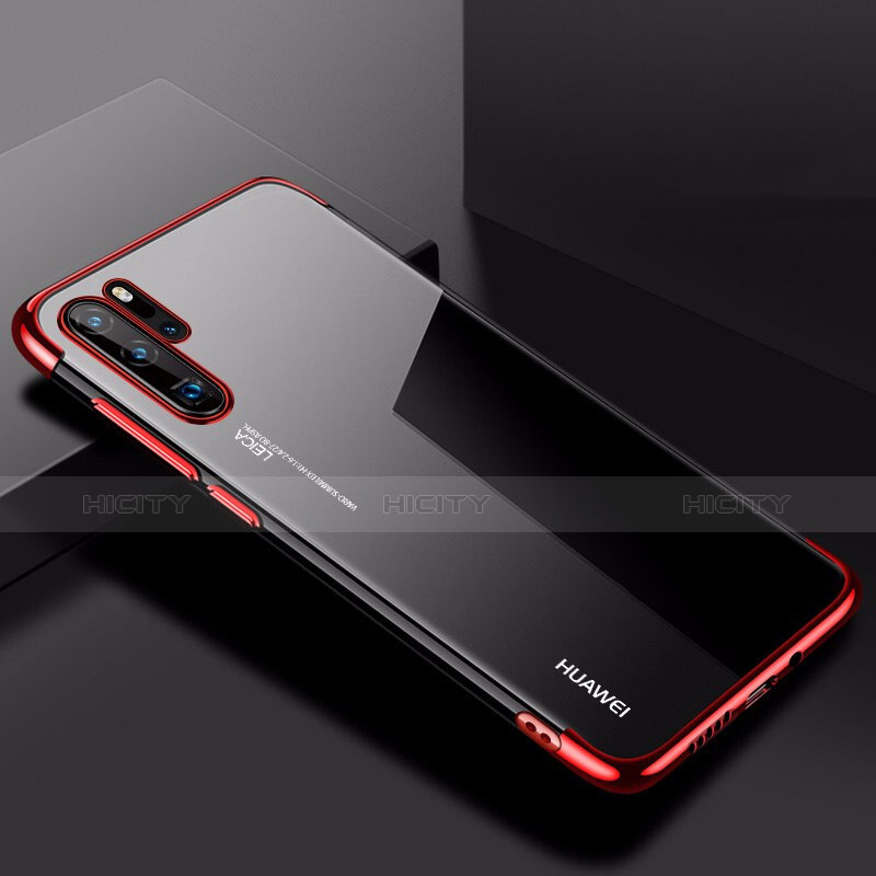 Silikon Schutzhülle Ultra Dünn Tasche Durchsichtig Transparent H03 für Huawei P30 Pro New Edition Rot