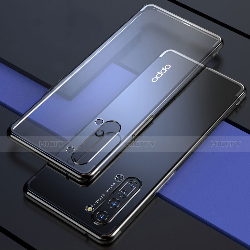 Silikon Schutzhülle Ultra Dünn Tasche Durchsichtig Transparent H03 für Oppo F15 Schwarz