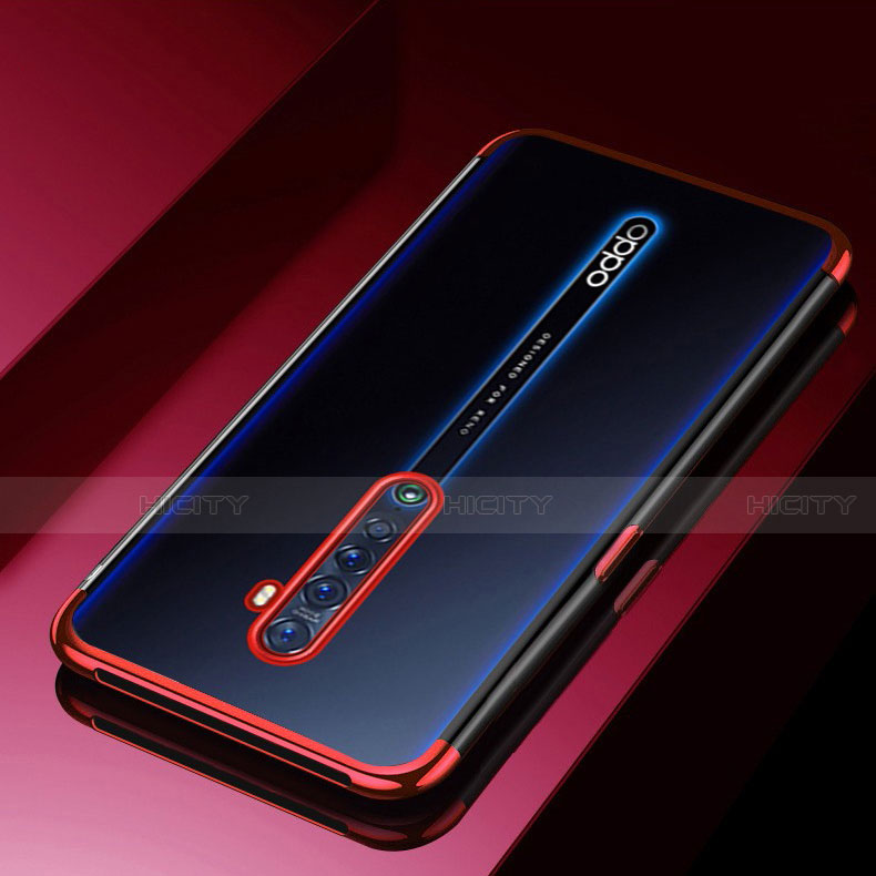 Silikon Schutzhülle Ultra Dünn Tasche Durchsichtig Transparent H03 für Oppo Reno2 Rot Plus