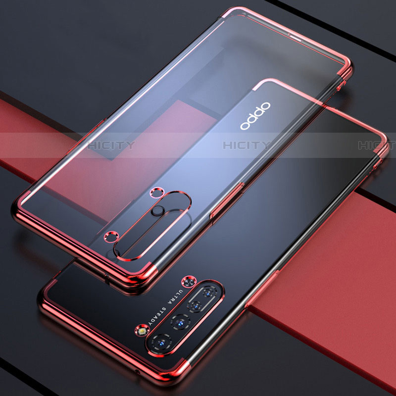 Silikon Schutzhülle Ultra Dünn Tasche Durchsichtig Transparent H03 für Oppo Reno3 Rot