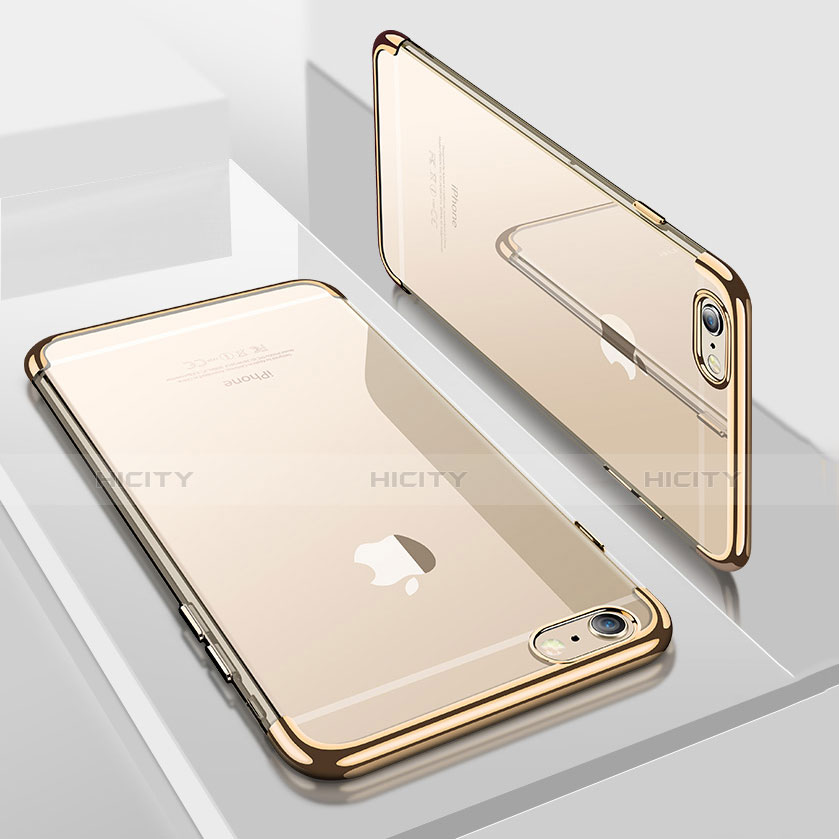 Silikon Schutzhülle Ultra Dünn Tasche Durchsichtig Transparent H04 für Apple iPhone 7 Gold groß