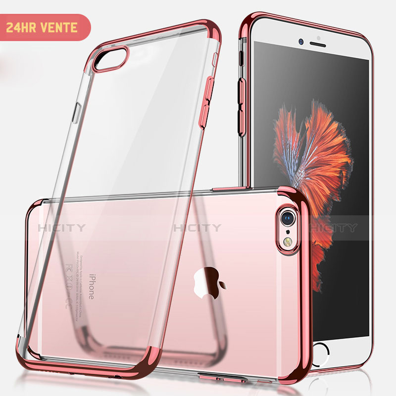 Silikon Schutzhülle Ultra Dünn Tasche Durchsichtig Transparent H04 für Apple iPhone 7 Rosegold