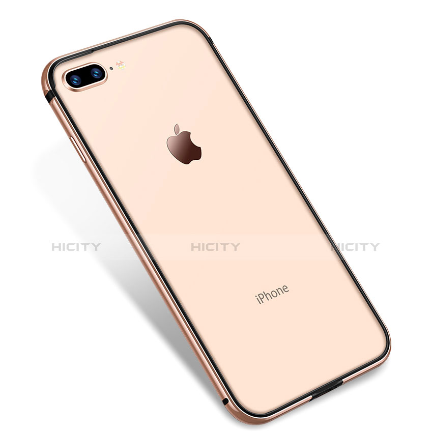 Silikon Schutzhülle Ultra Dünn Tasche Durchsichtig Transparent H04 für Apple iPhone 8 Plus Gold