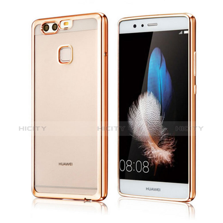 Silikon Schutzhülle Ultra Dünn Tasche Durchsichtig Transparent H04 für Huawei P9 Gold