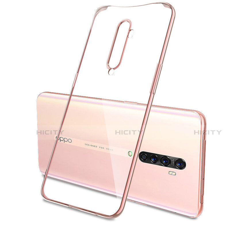 Silikon Schutzhülle Ultra Dünn Tasche Durchsichtig Transparent H04 für Oppo Reno2 Rosa