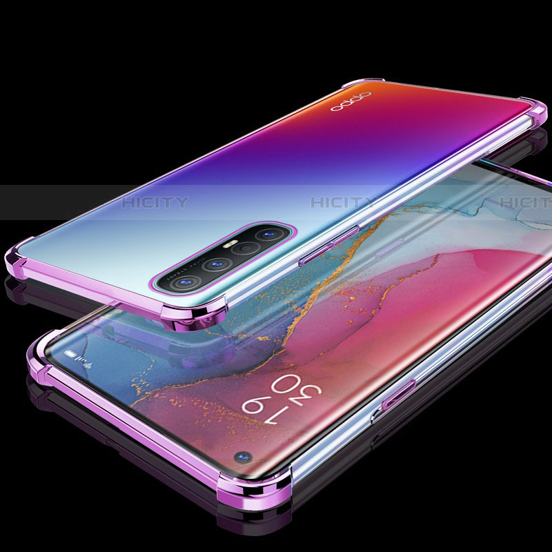 Silikon Schutzhülle Ultra Dünn Tasche Durchsichtig Transparent H04 für Oppo Reno3 Pro Violett