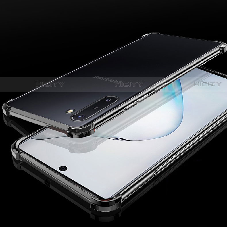 Silikon Schutzhülle Ultra Dünn Tasche Durchsichtig Transparent H04 für Samsung Galaxy Note 10 Plus 5G Schwarz