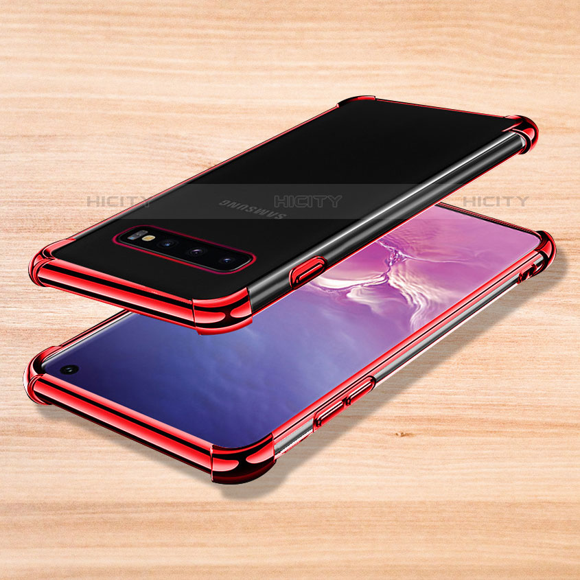 Silikon Schutzhülle Ultra Dünn Tasche Durchsichtig Transparent H04 für Samsung Galaxy S10 5G Rot Plus