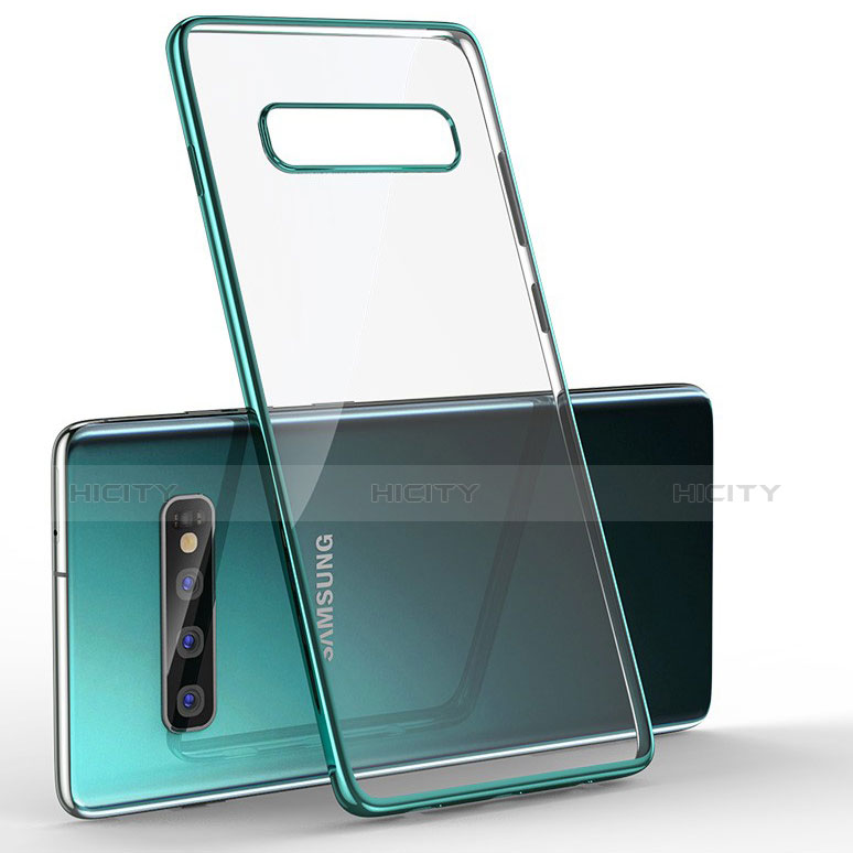 Silikon Schutzhülle Ultra Dünn Tasche Durchsichtig Transparent H04 für Samsung Galaxy S10 Plus Grün Plus