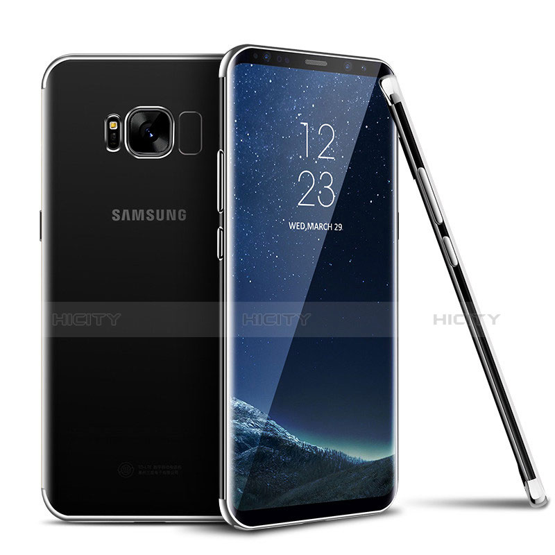 Silikon Schutzhülle Ultra Dünn Tasche Durchsichtig Transparent H04 für Samsung Galaxy S8 Silber