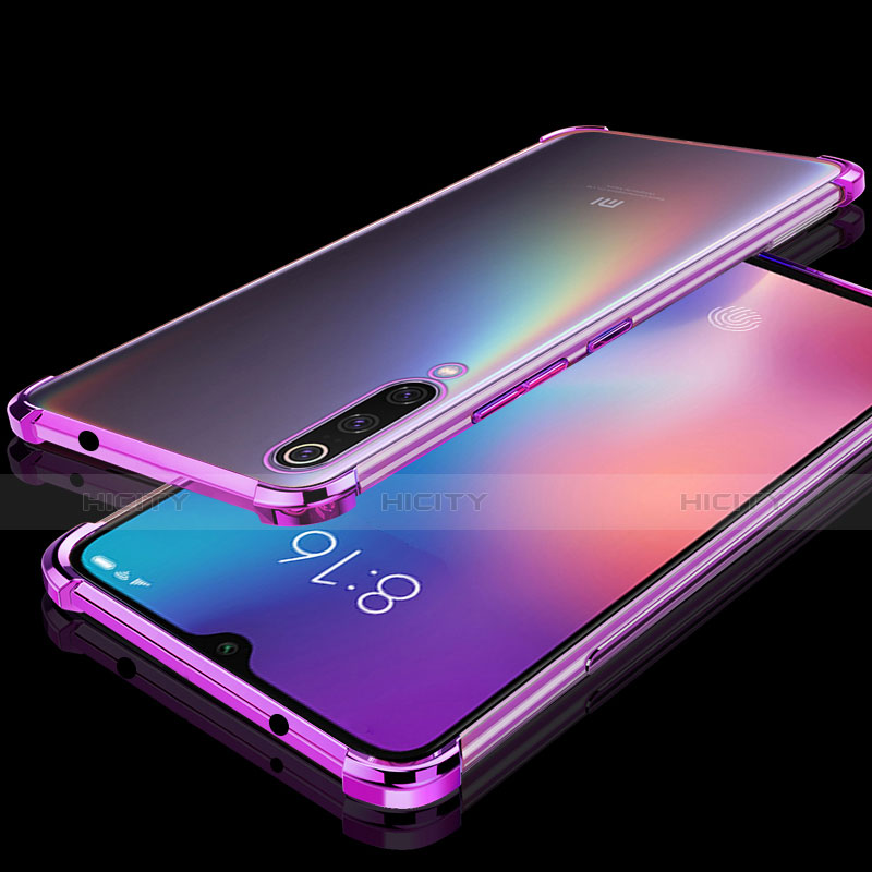 Silikon Schutzhülle Ultra Dünn Tasche Durchsichtig Transparent H04 für Xiaomi Mi 9 Violett