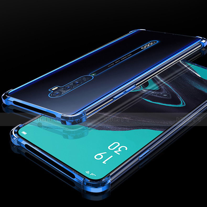 Silikon Schutzhülle Ultra Dünn Tasche Durchsichtig Transparent H05 für Oppo Reno2 Blau Plus