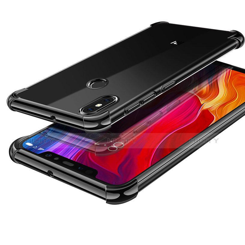 Silikon Schutzhülle Ultra Dünn Tasche Durchsichtig Transparent H05 für Xiaomi Mi 8 Schwarz