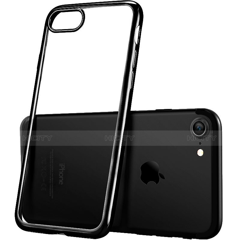 Silikon Schutzhülle Ultra Dünn Tasche Durchsichtig Transparent H07 für Apple iPhone 7 Schwarz