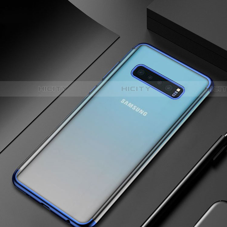 Silikon Schutzhülle Ultra Dünn Tasche Durchsichtig Transparent H07 für Samsung Galaxy S10 5G Blau