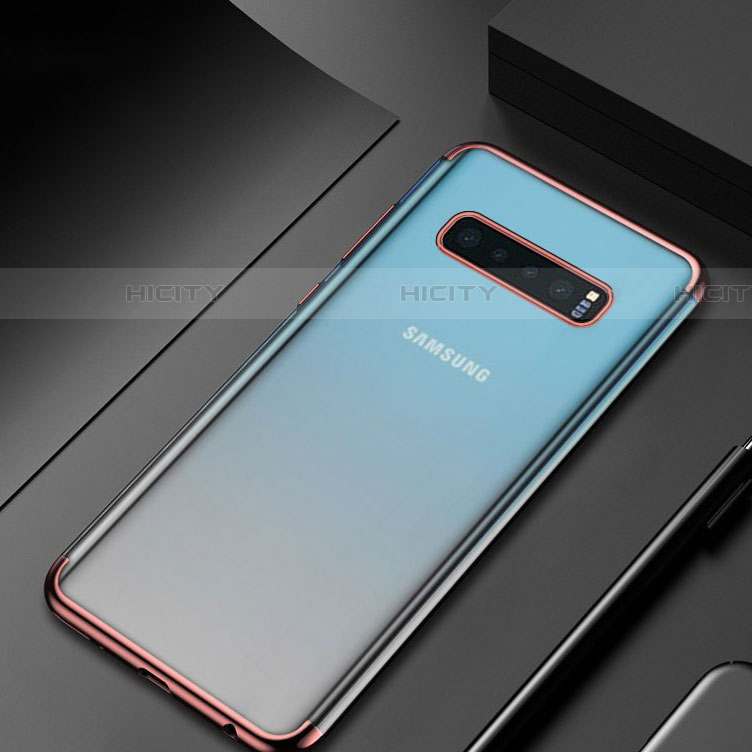 Silikon Schutzhülle Ultra Dünn Tasche Durchsichtig Transparent H07 für Samsung Galaxy S10 5G Rosegold