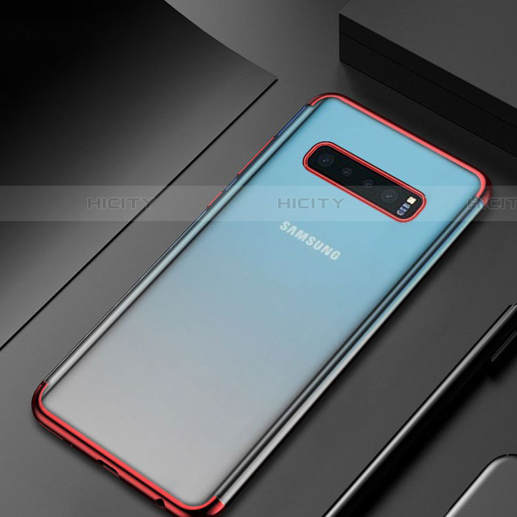 Silikon Schutzhülle Ultra Dünn Tasche Durchsichtig Transparent H07 für Samsung Galaxy S10 5G Rot