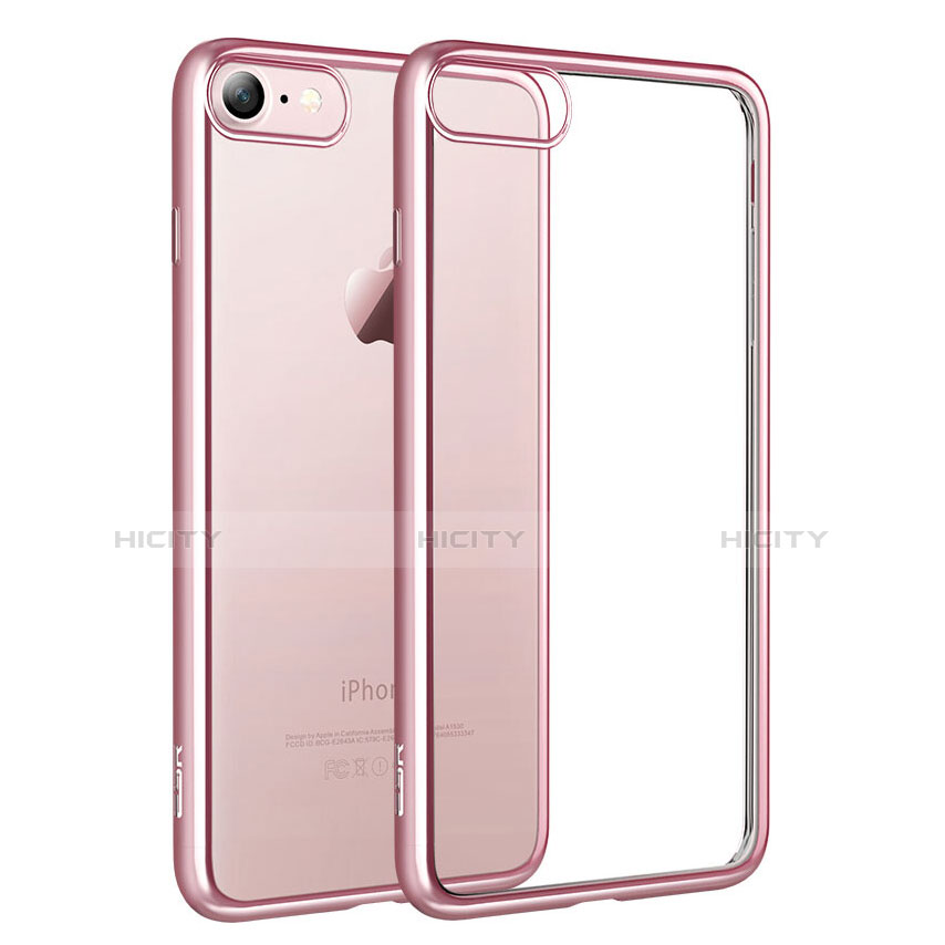 Silikon Schutzhülle Ultra Dünn Tasche Durchsichtig Transparent H11 für Apple iPhone 7 Rosegold