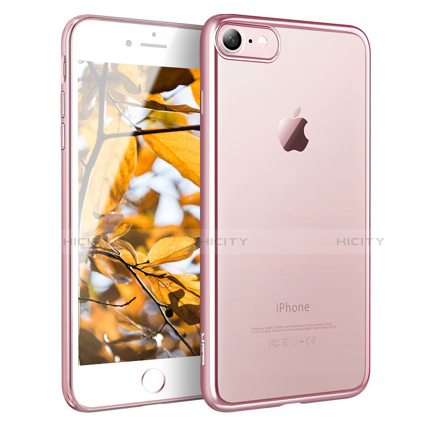 Silikon Schutzhülle Ultra Dünn Tasche Durchsichtig Transparent H11 für Apple iPhone SE (2020) Rosegold Plus