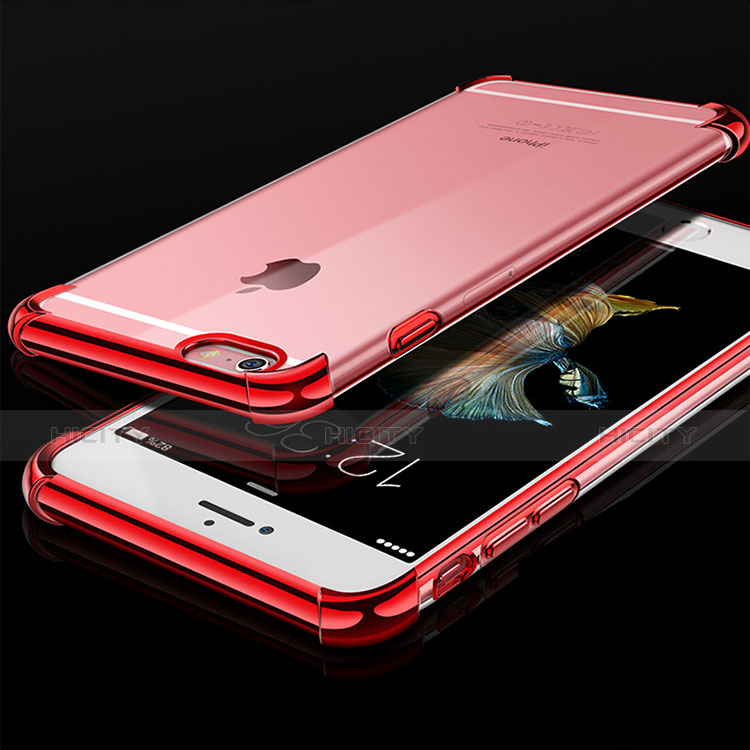 Silikon Schutzhülle Ultra Dünn Tasche Durchsichtig Transparent HC01 für Apple iPhone 6 Rot Plus
