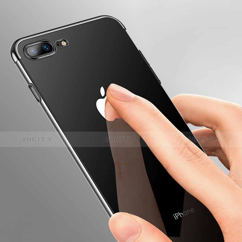 Silikon Schutzhülle Ultra Dünn Tasche Durchsichtig Transparent HC01 für Apple iPhone 7 Plus Schwarz