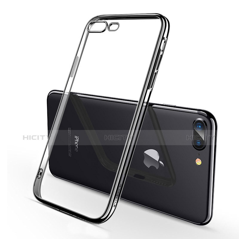 Silikon Schutzhülle Ultra Dünn Tasche Durchsichtig Transparent HC01 für Apple iPhone 7 Plus Schwarz