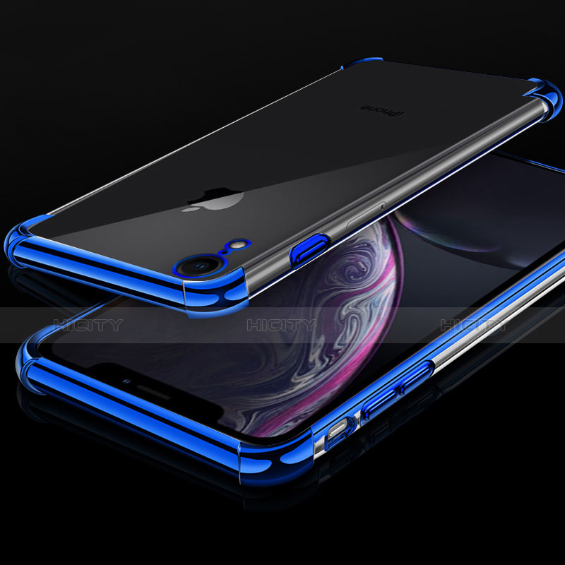 Silikon Schutzhülle Ultra Dünn Tasche Durchsichtig Transparent HC07 für Apple iPhone XR Blau Plus